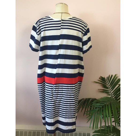Vintage 80s Striped Oversize Anchor Dress - Picture 4 of 5